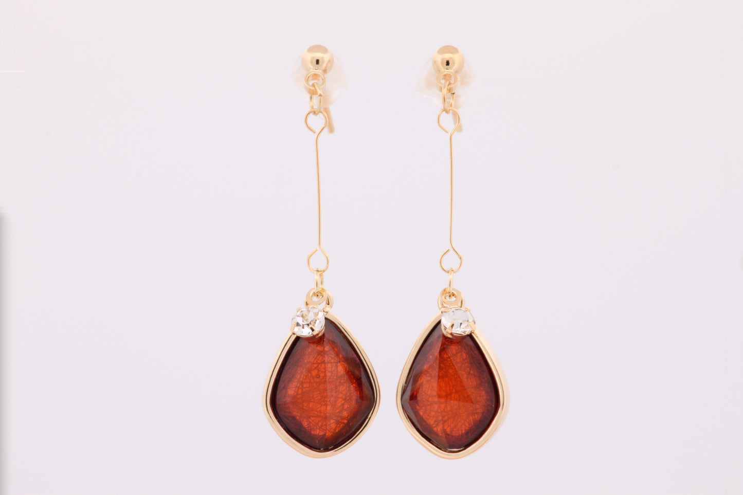 Red Drop Earrings, Gold Red Earrings, Red Teardrop Earrings