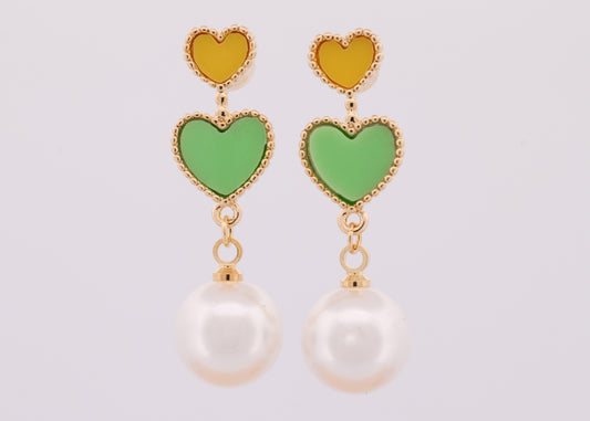 Yellow Green Heart with Pearl