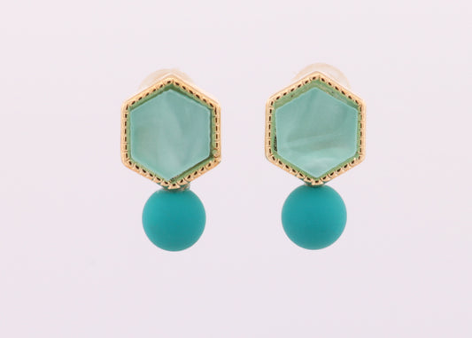 Teal Pentagon Earrings