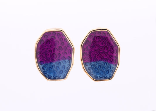 Purple Blue Oval Earrings