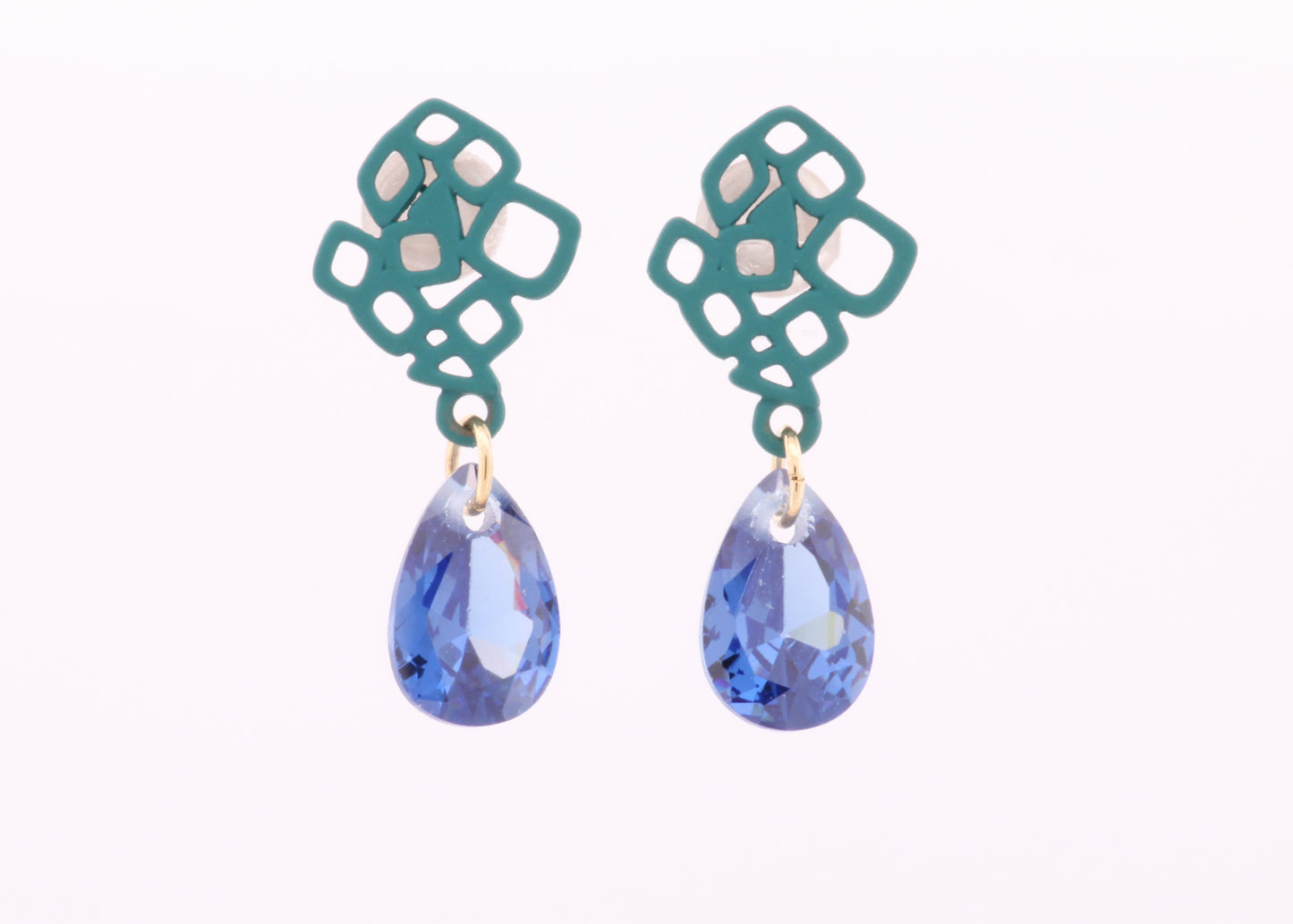 Blue Teardrop Crystal Earrings