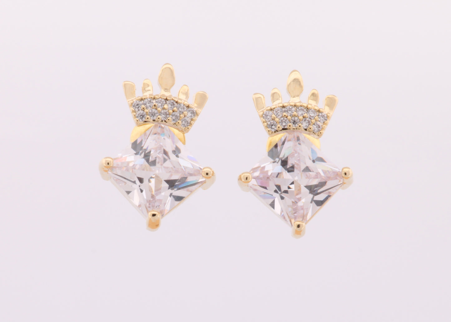 Gold Crown Crystal Earring