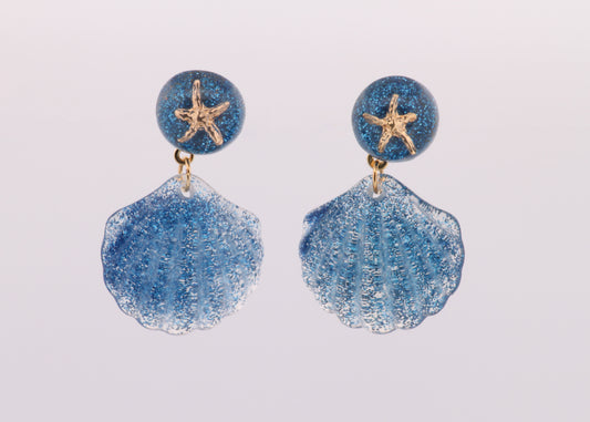 Starfish Blue Shell Earrings