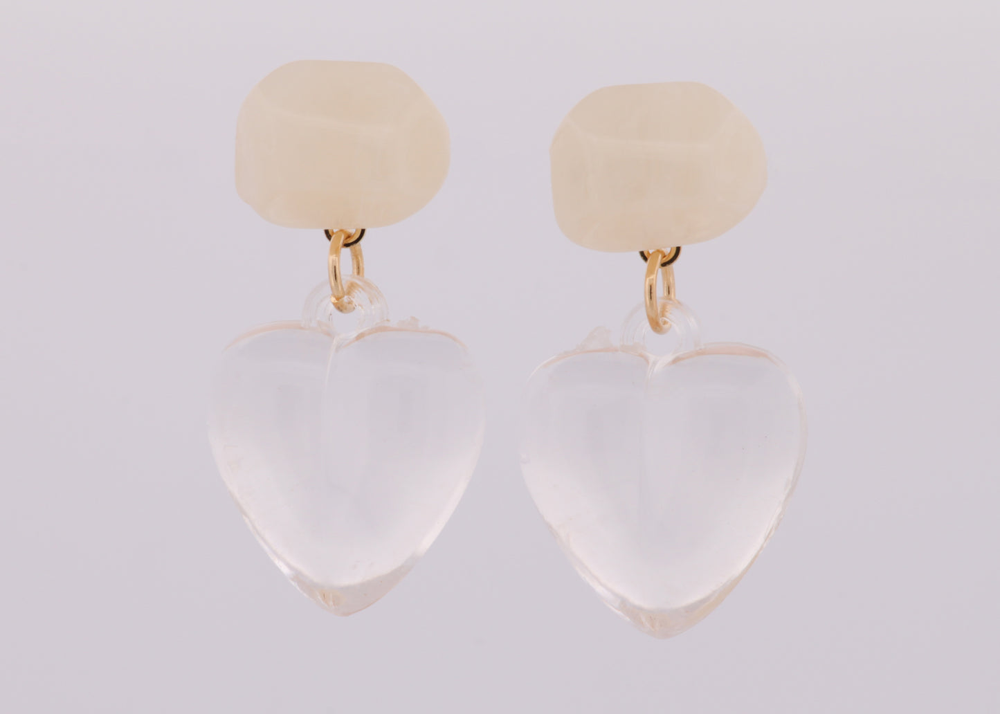 Clear Heart Peach Stone Earrings