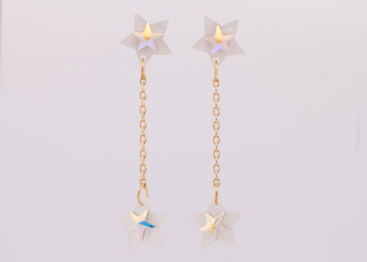 Peach Star Gold Chain Earrings