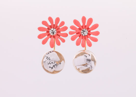 Red Flower Hidden Message Earring