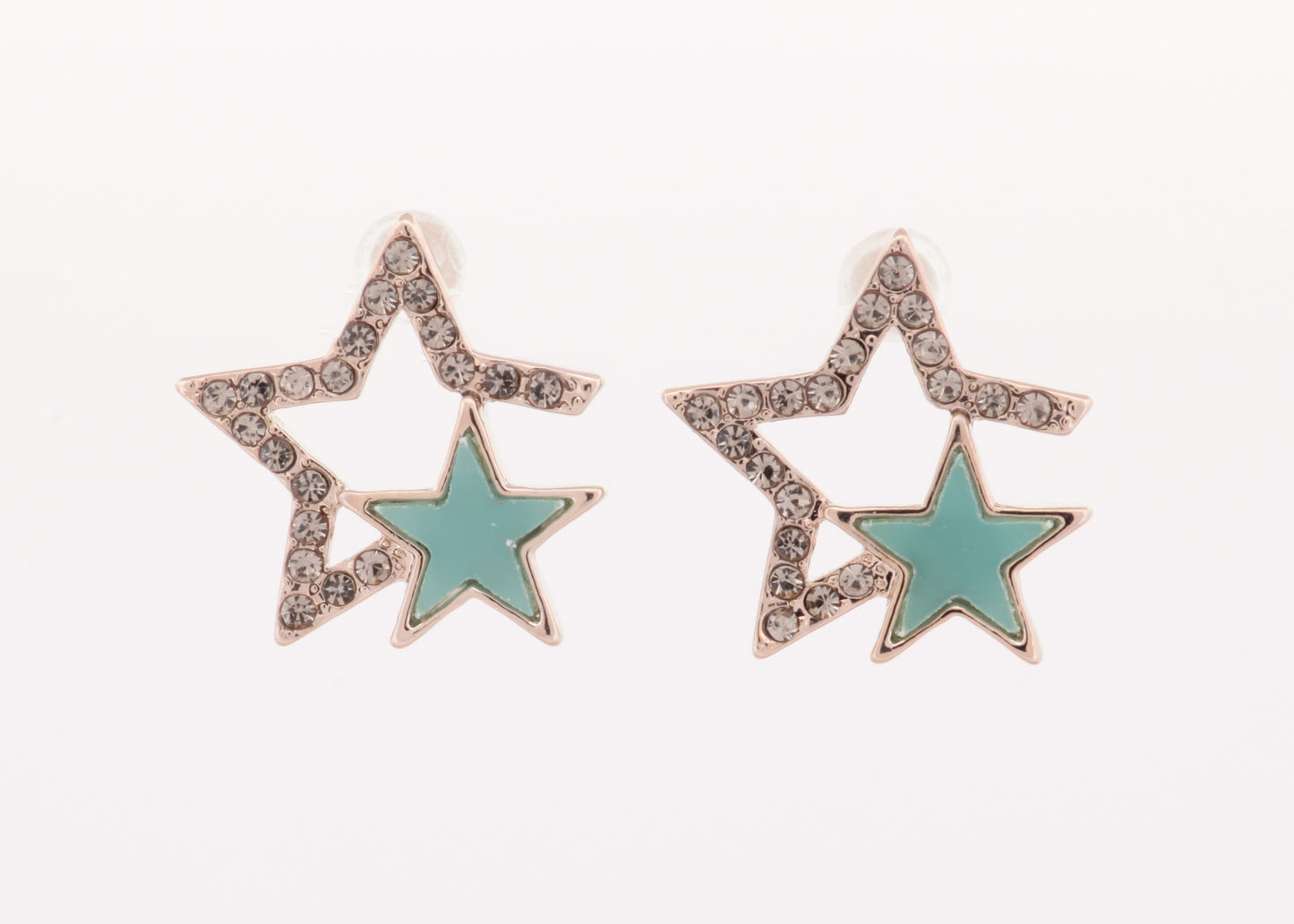 Teal Double Star Earring